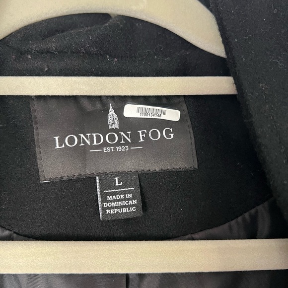 London Fog Wool Blend Hooded Coat Jacket Women’s L Black Zip Front Winter - Picture 7 of 10